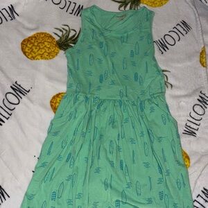 Girls Mint Green Surfboard Print Tank Dress with pockets girls 10/12